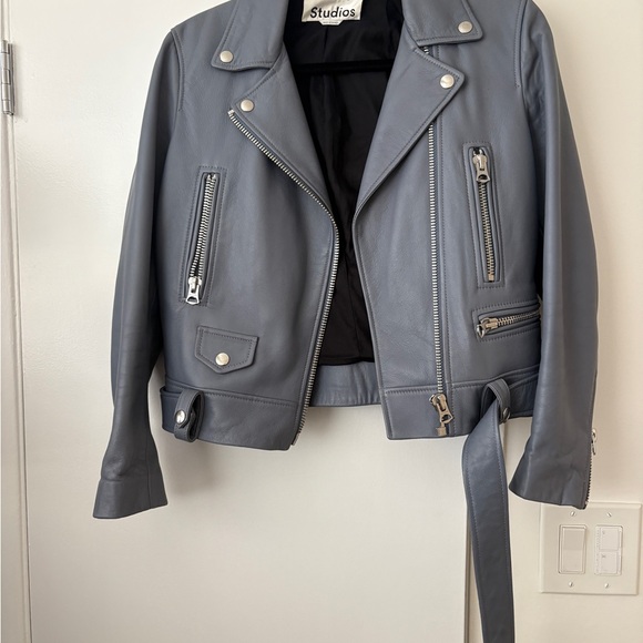 Acne Studios Powder Blue Leather Jacket - Picture 2 of 5